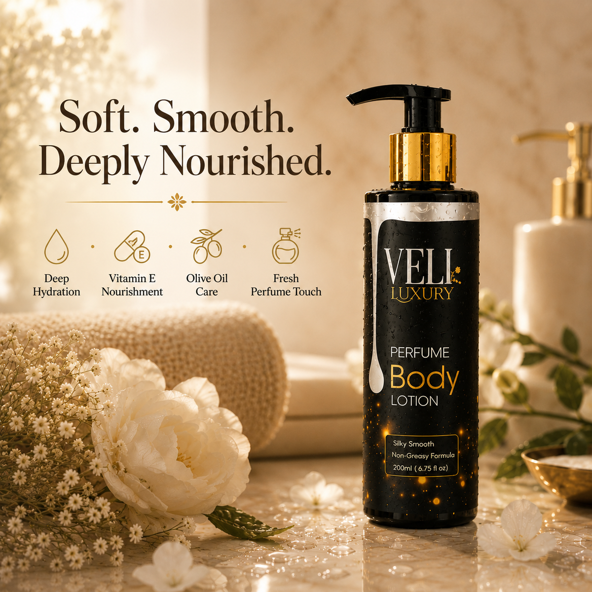 VELI Luxury Perfume Body Lotion Gift Set – 2 Lotions + Bath Salt