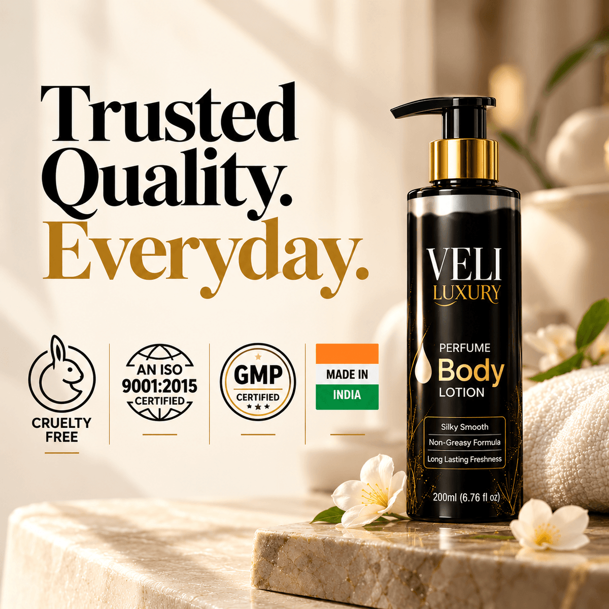 VELI Luxury Perfume Body Lotion  French Scented • 200ml • Silky Non-Sticky Finish