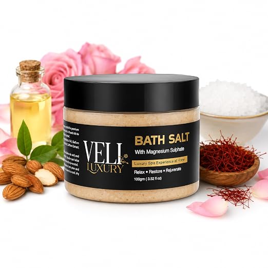 Rose & Saffron Mineral Bath Soak with Almond Oil – 100g