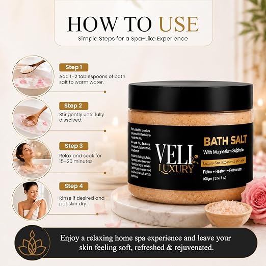 Rose & Saffron Mineral Bath Soak with Almond Oil – 100g